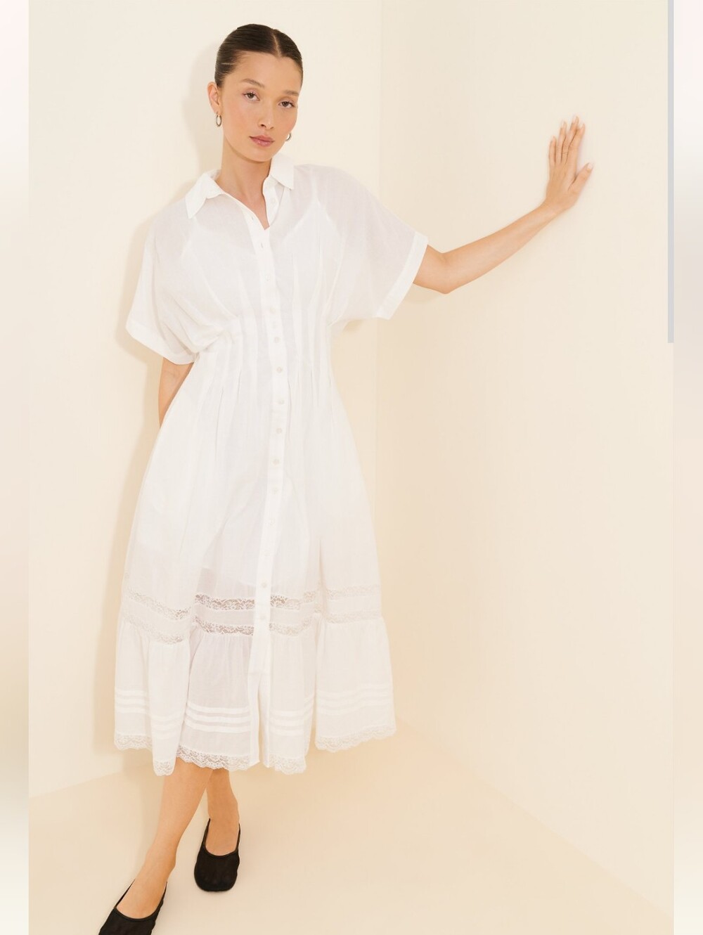Anthropologie Tobie Short-Sleeve Collared Midi Dress 2X